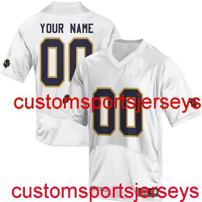 Gestikte 2020 heren vrouwen jeugd custom notre Dame White NCAA Football Jersey Custom Any Name Number XS-5XL 6XL