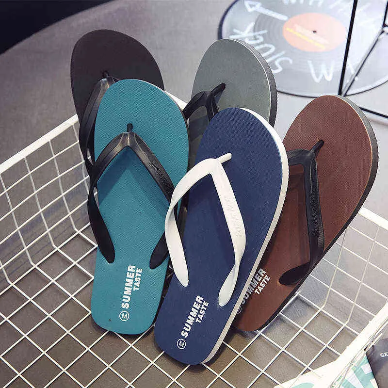 Thick-soled flip-flops men's tide brand outdoor splint beach shoes outdoor non-slip outer wear flip-flops men Y220307