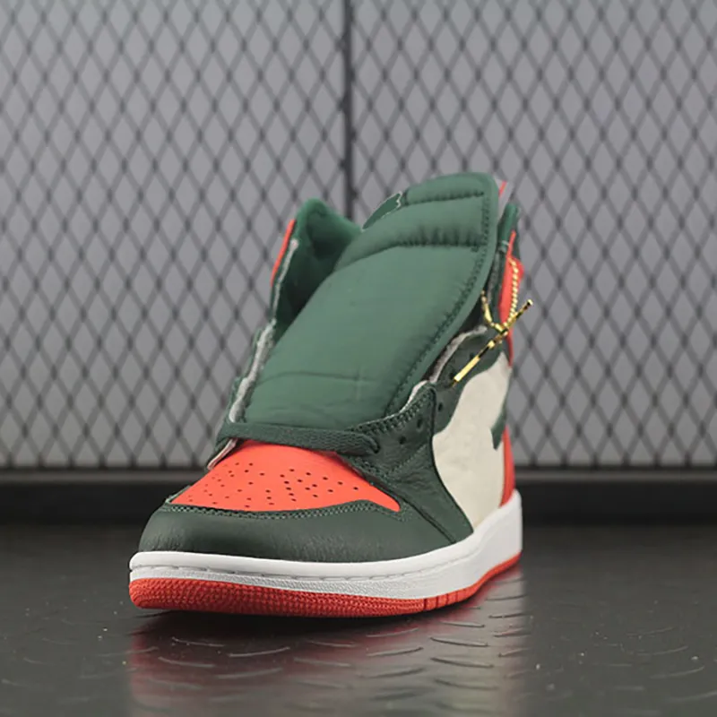 2021 Jumpman 1sMen Women Mid Top Quality OG Basketball Shoes Luxury Designer Mens Womens Banned Bred Toe  Green/Orange casual Trainers coach Sneakers With Box