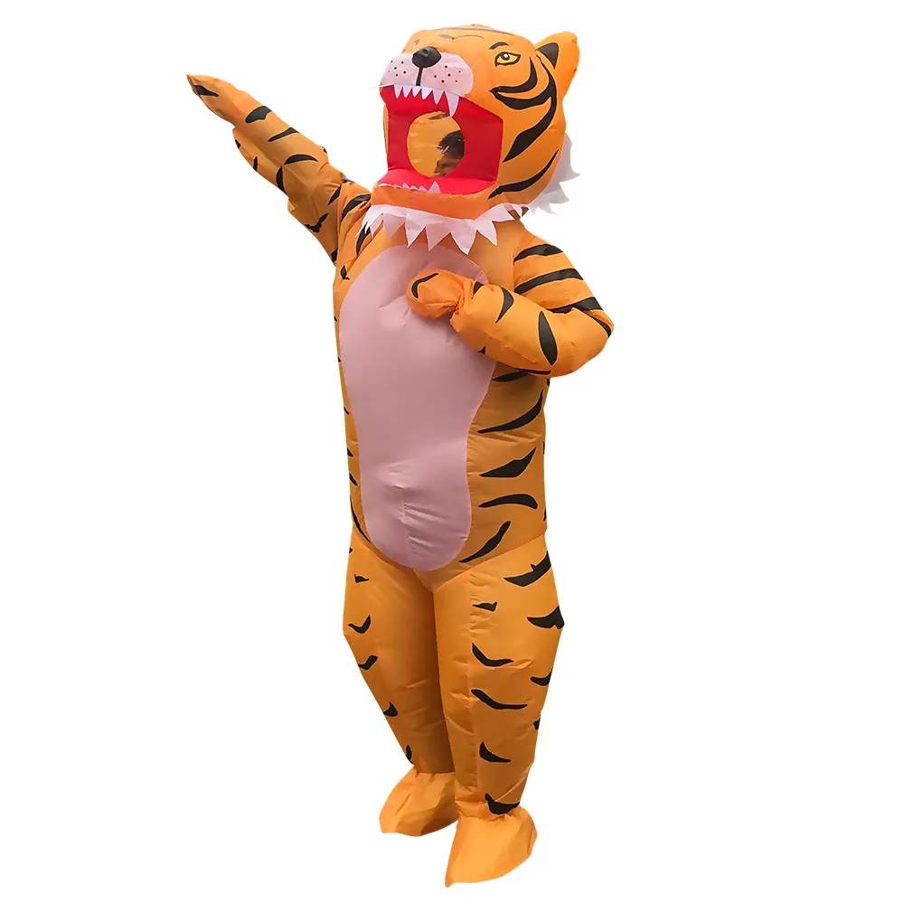 Costume de poupée de mascotte Costume gonflable de tigre drôle pour hommes femmes adulte costume d'Halloween Costumes de fête de Noël Performance vêtements d'animaux