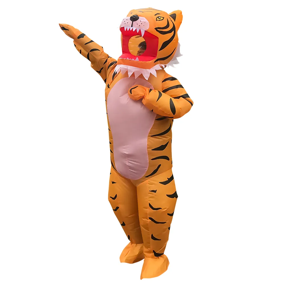 Disfraz de muñeca de mascota Disfraz inflable de tigre divertido para hombres, mujeres, adultos, traje de Halloween, disfraces de fiesta de Navidad, ropa de animales de rendimiento