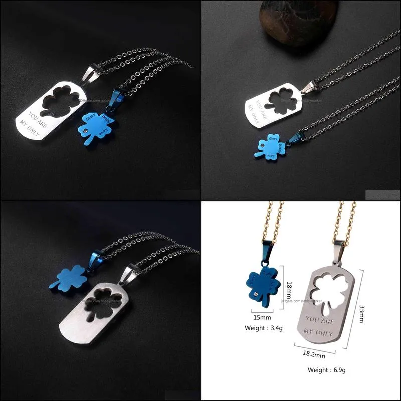 Titanium steel jewelry clover lovers pendant lucky grass Necklace men`s and women`s Pendant Korean