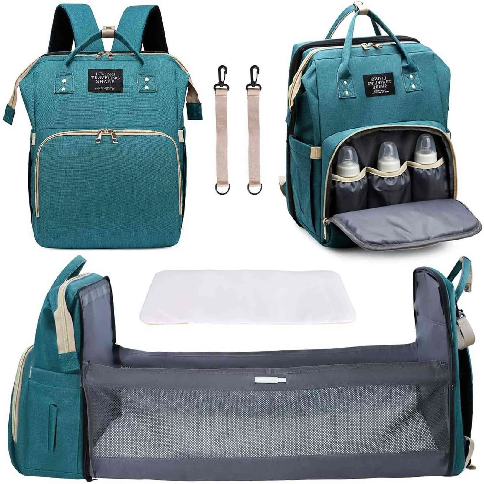 접이식 여행 침대가있는 아기 소년 소녀를위한 스테이션 기저귀 가방 변경과 기저귀 가방 배낭 대용량 방수 H1110