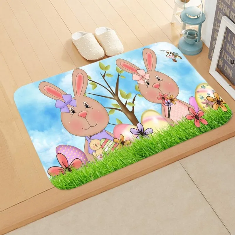 Glad påskmattor dörrmatta kanin ägg mönster golvmatta anti-slip tvättbara badrum mattor rre11497
