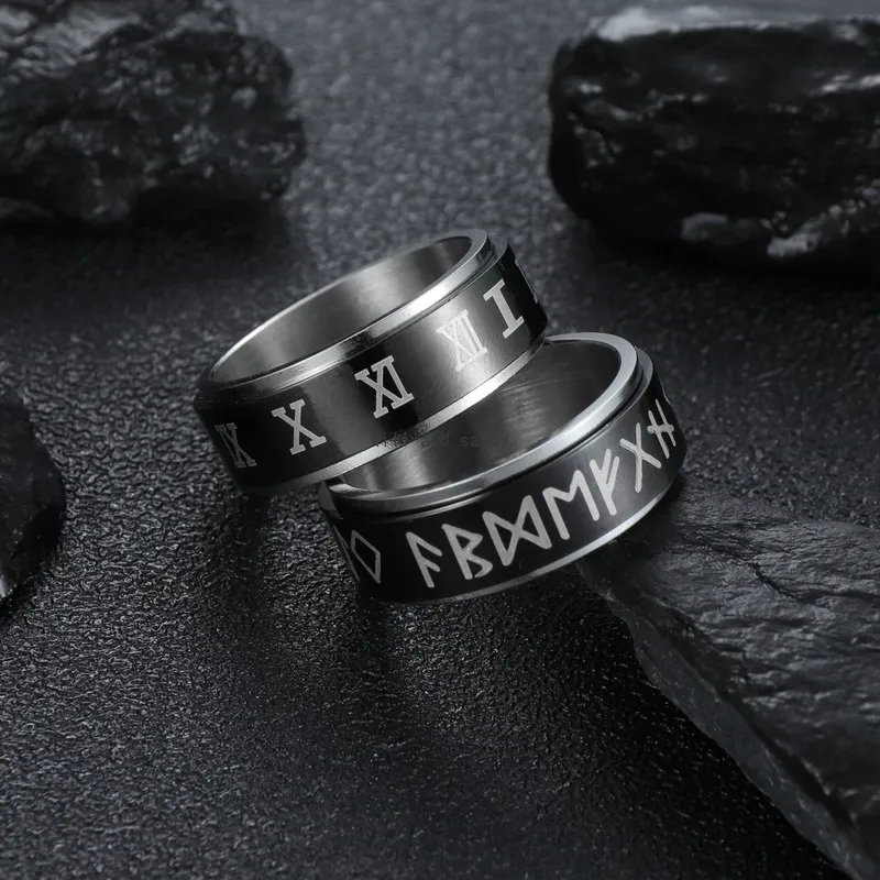 Вращаемое уменьшенное давление кольцевое кольцо пальцем римские цифры викинго