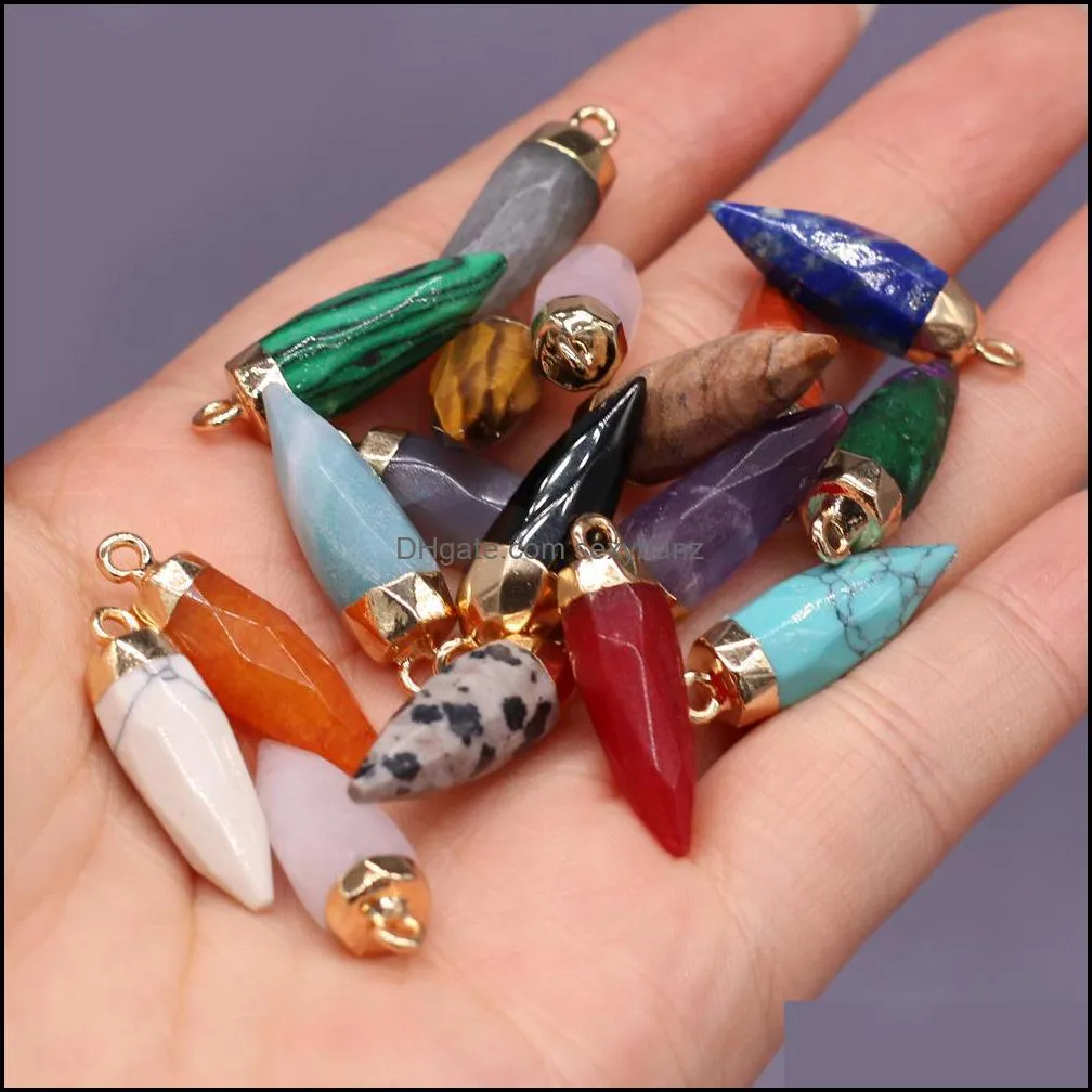 Halsketten Anhänger Pendum Chakra Circar Cone Point Anhänger Heilkristall Reiki Charms für Halskette Schmuckherstellung Amethyst Rosenquarz A