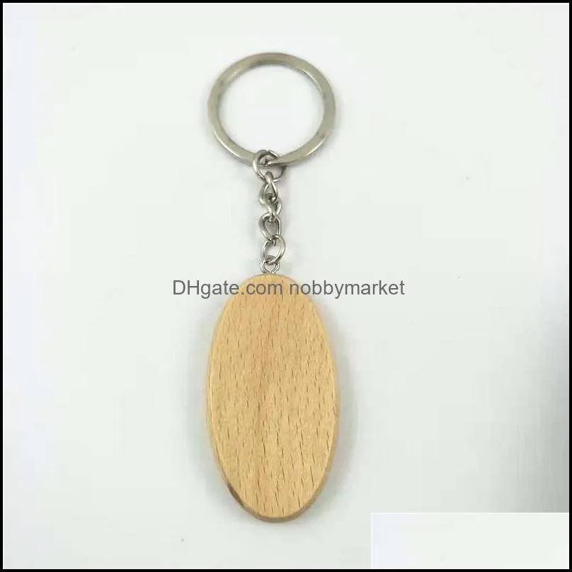 DIY Blank Wooden Key Chain Ring Holder Fashion Wood Round Heart Pendant Keychain Personalized Engraved Name Charms Keyrings Best Xmas