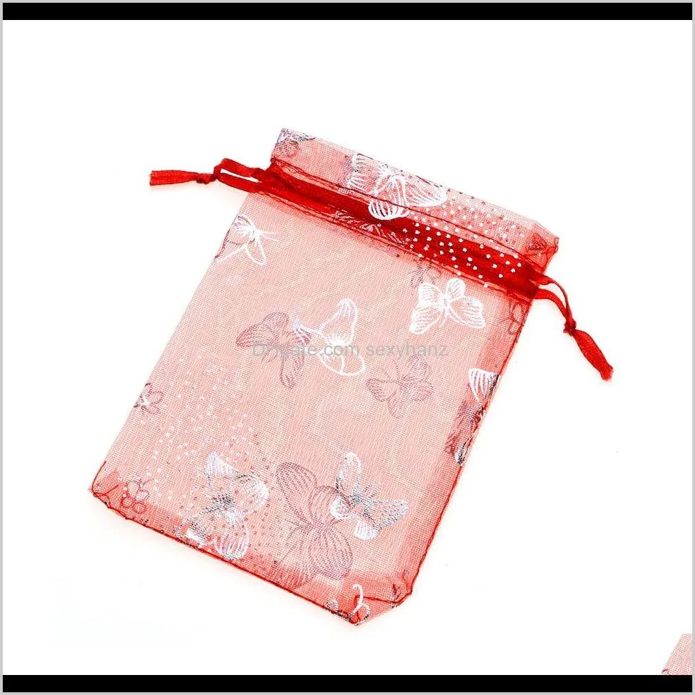 lubingshine 15x20cm 200pcs jewelry gift organza bags wedding candy pouches wholesale butterfly beads bag