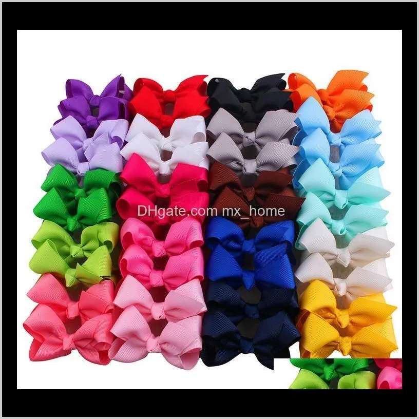 Leuke 20 kleuren Koreaanse 3 inch Grosgrain Lint Hairbows Babymeisje met Clip Boutique Bows Pins Ties NPKY8 O5DGZ