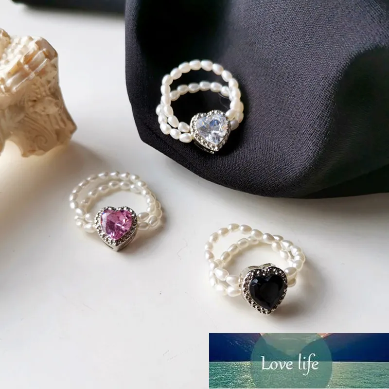 Lats Pearl Bead ring 여성을위한 탄성 로프 사랑 모조 다이아몬드 핑거 링 빈티지 파티 쥬얼리 웨딩 액세서리 선물