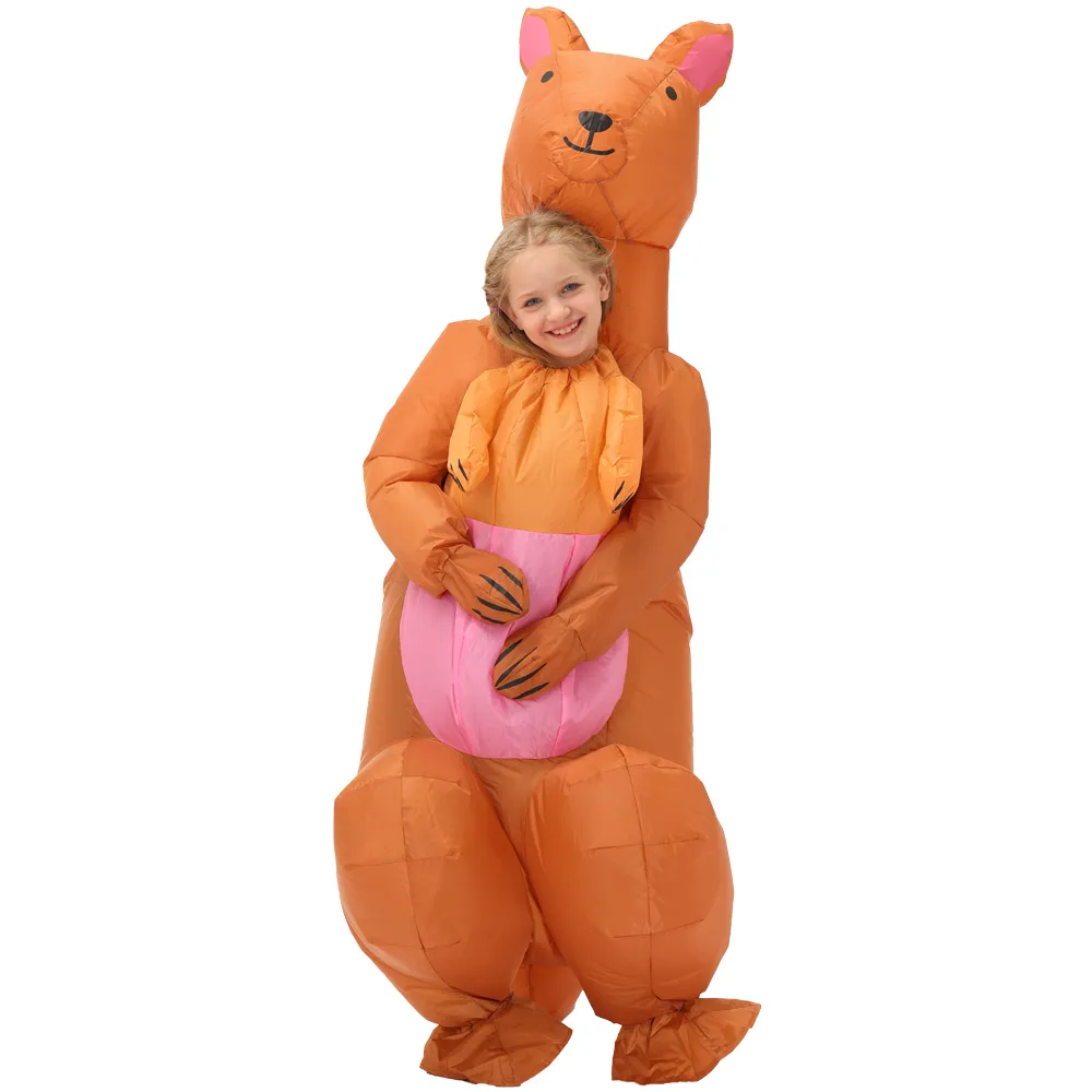 Costume de poupée mascotte pour enfants, Costume gonflable kangourou d'halloween pour garçons et filles, déguisement de carnaval