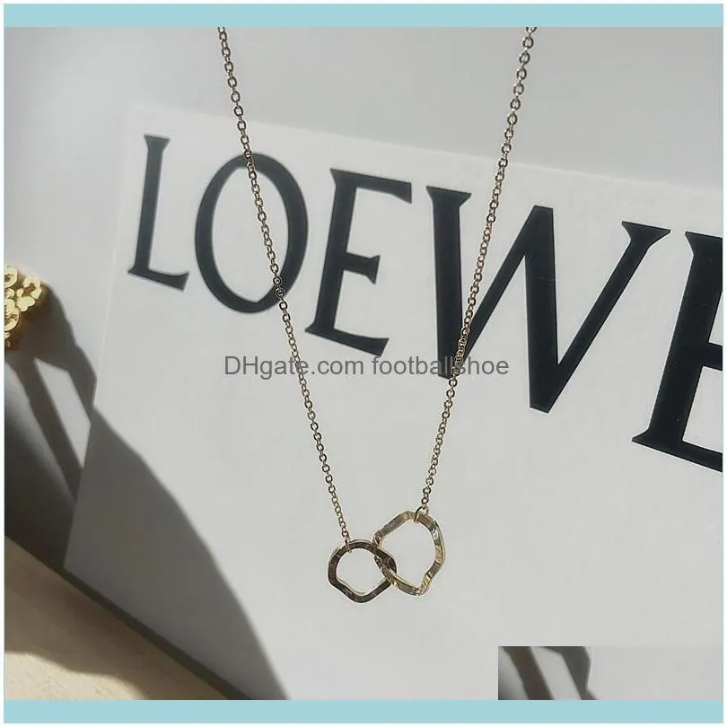 Women`s Fashion Creative Irregular Geometric Stitching Pandent Necklace Hundred And One Double Ring Collarbone Chain Chains