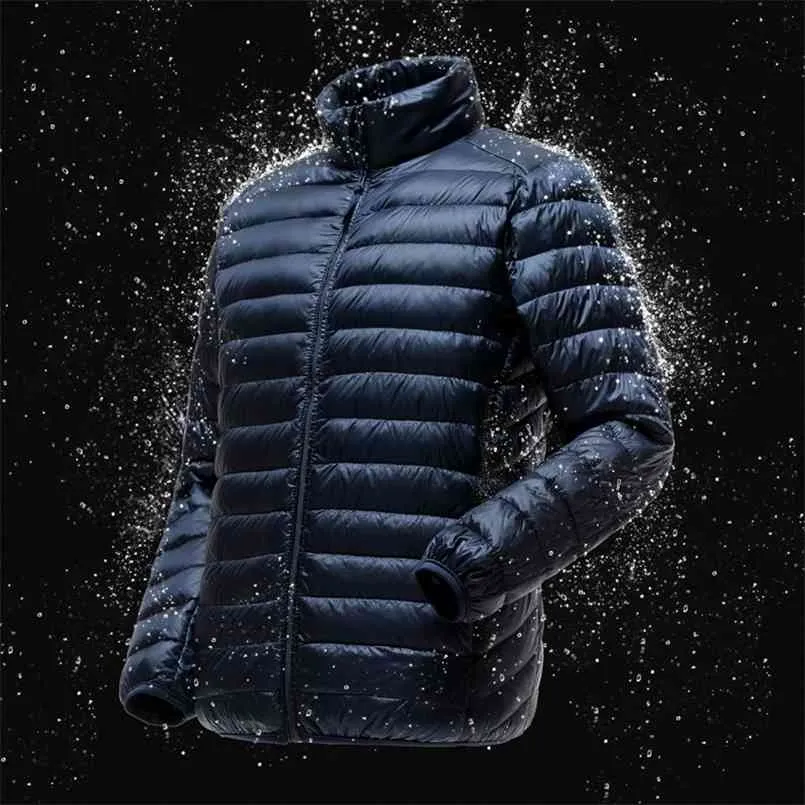 Herren Leichte, wasserabweisende, verstaubare Pufferjacke Ankünfte Herbst Winter Männliche Mode Stehkragen Daunenmäntel 210914