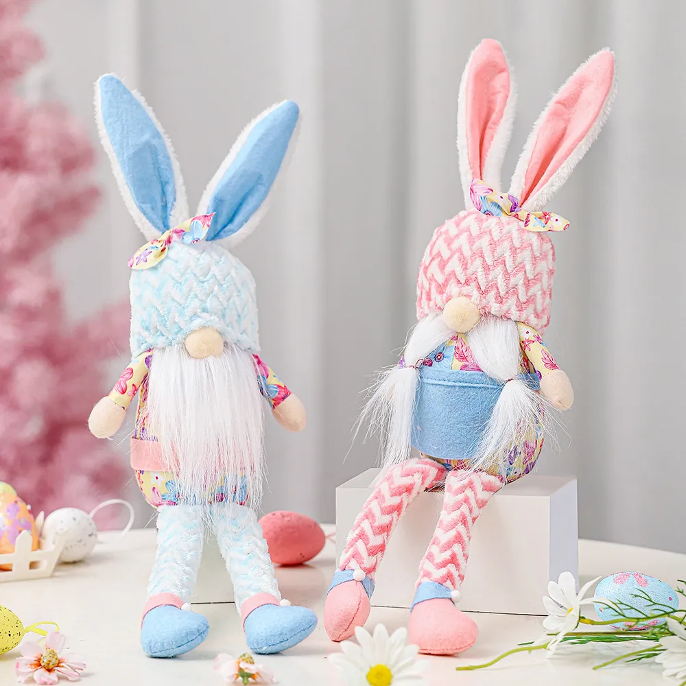 Forniture per feste Gnomi Gnomi Bunny Girls Regalo di compleanno Coniglio Tomte Elfo Dwarf Home Decor Decor Primavera Pasqua da collezione figurina PHJK2201