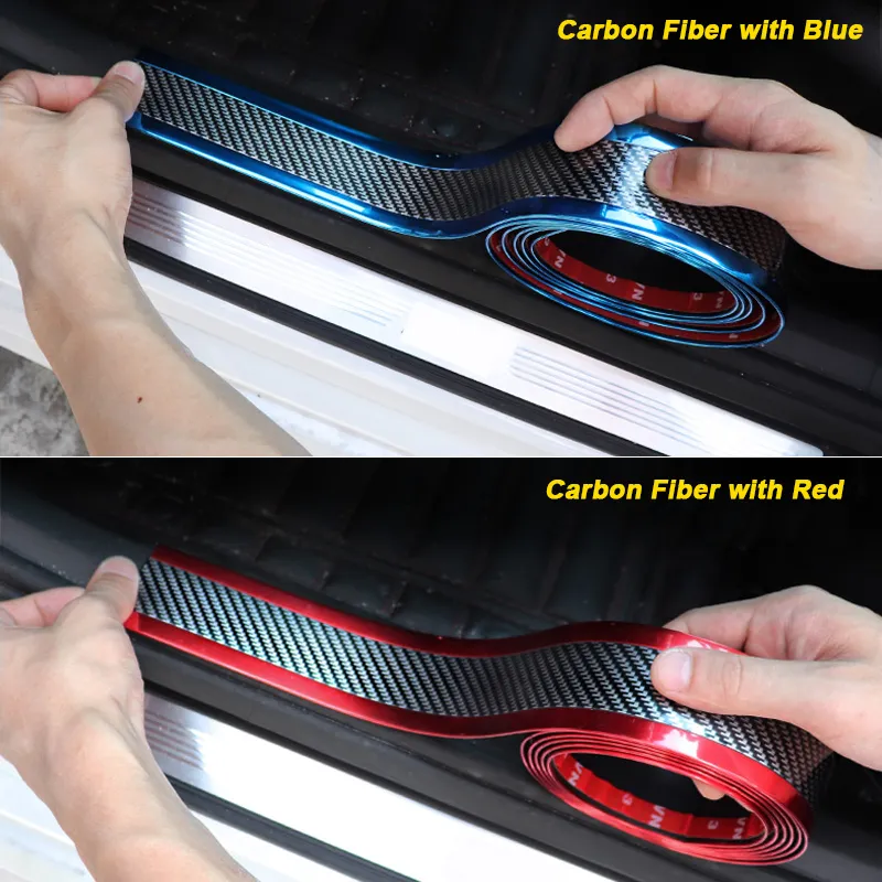 7cm 100cm Car Sticker 5D Carbon Fiber Film Auto Styling Bumper Strip Wrap Anti-Collision Trunk Door Sill Protector Paster Automobi309O
