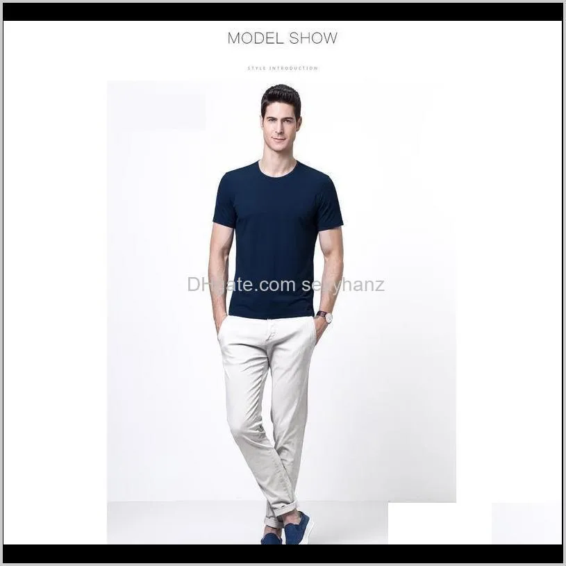 mrmt 2020 brand new men`s t-shirt pure color short sleeve t-shirt for male round collar modal top qylxli