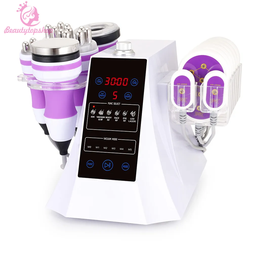 6 I 1 Ultrasonic Cavitation Vacuum LED Laser RF Body Sliming Shaping Machine Spa Home Use