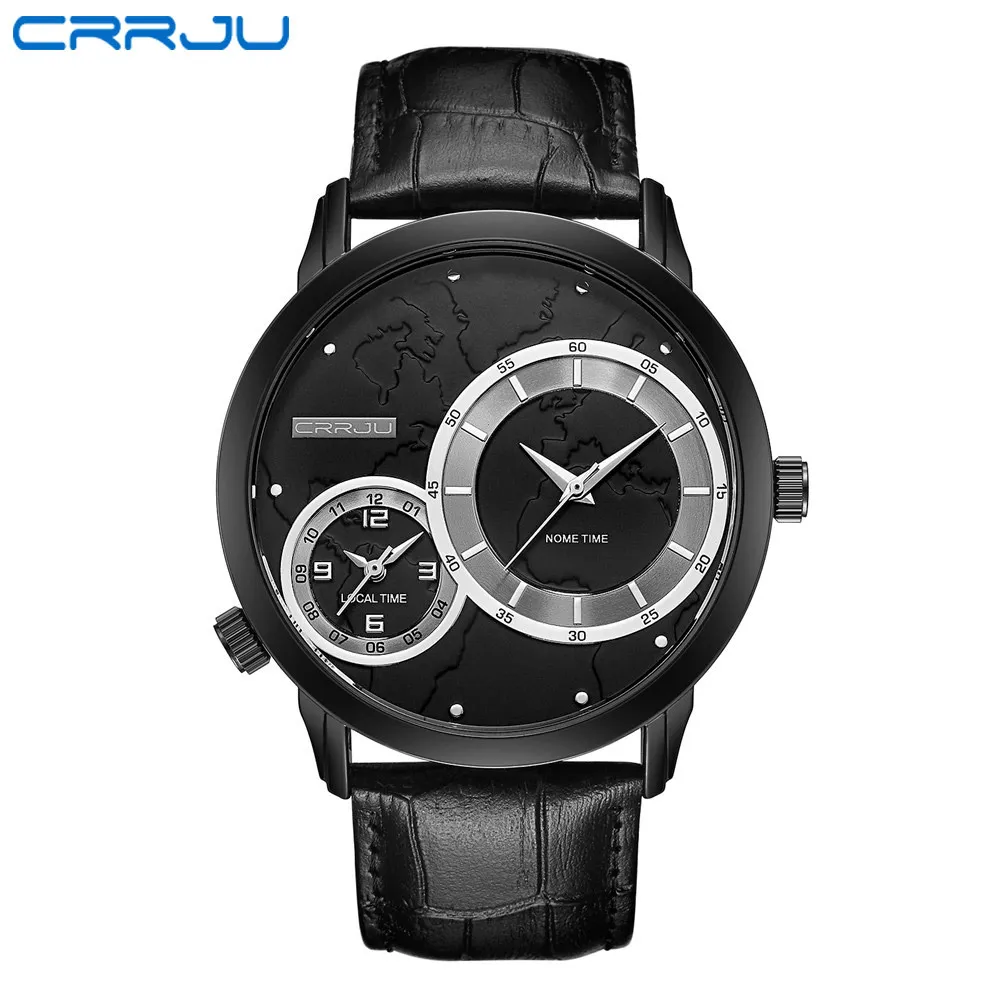 Crrju Sport Watch Fashion Casual Mens Klockor Top Märke Luxury Leather Business Quartz-Watch Men Armbandsur Relogio Masculino 210517