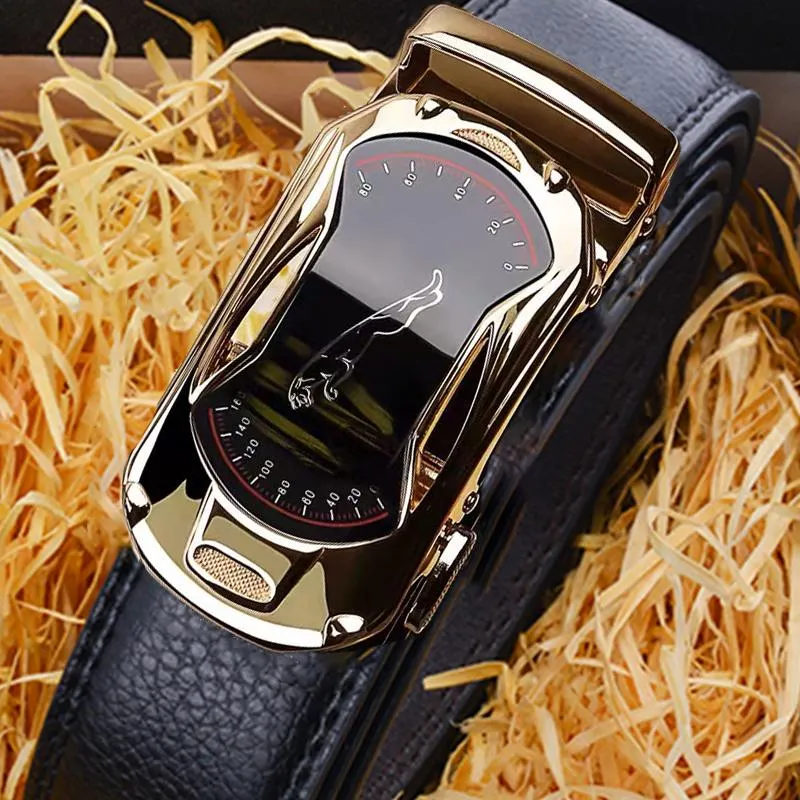 Cinture Cintura in pelle per uomo e donna Larghezza 3,5 cm Sport Marca Moda Fibbia automatica Nera da uomo