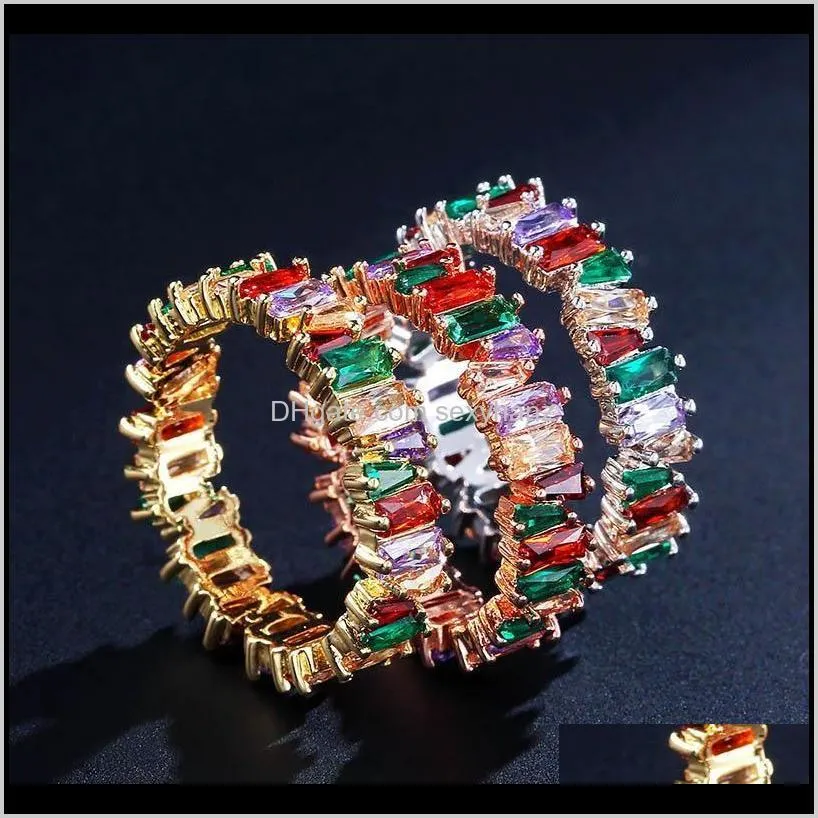 multi style irregular ring vintage fashion jewelry 925 sterling silver&rose gold fill rainbow gemstones cz diamond women wedding band