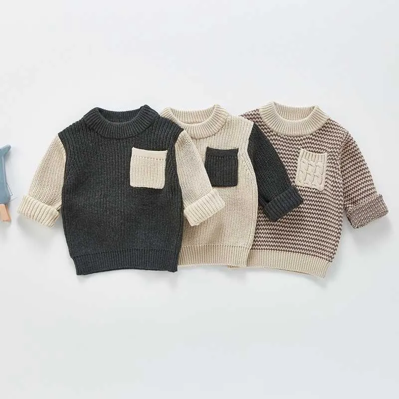 Herr och kvinnors Baby Stickad tröja Nya barns långärmad pullover mode jacka. Baby Sweater Y1024