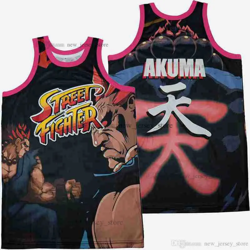 Movie Akuma Street Fighter Basketbal Jersey Custom DIY Design Stitched College Basketball Jerseys