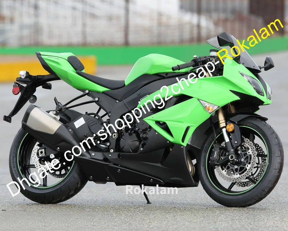 För Kawasaki Ninja ZX-6R ZX 636 2009 2010 2011 2012 ZX6R ZX 6R Green Black Bodywork Motorcyklar Fairing Kit (formsprutning)