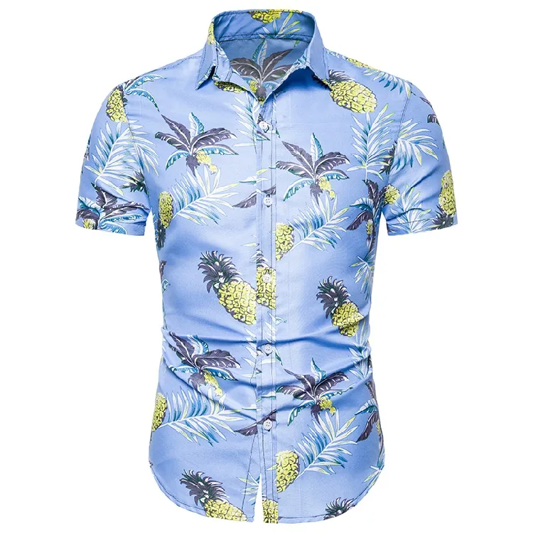 Zomer aangepast logo mode casual Hawaiiaans shirt heren hoge kwaliteit bedrukte bloemen korte mouw183P