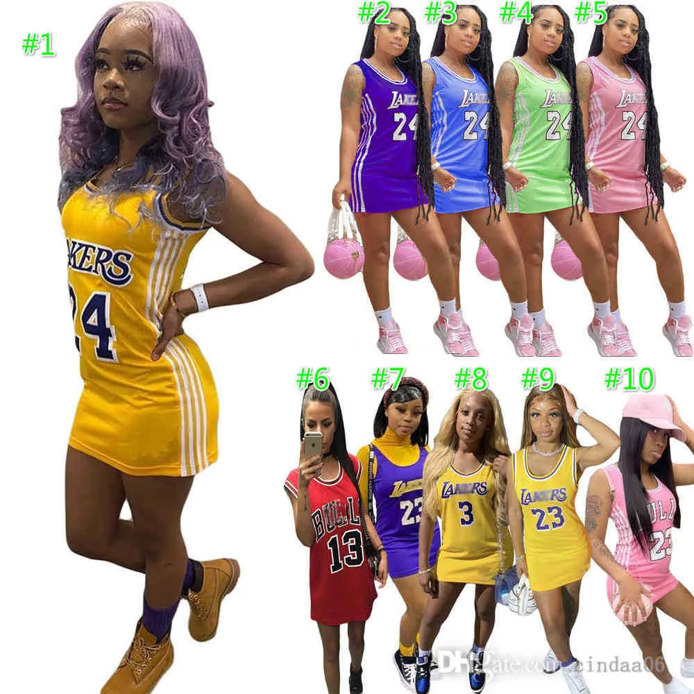 Sexy Women Dress Summer One Piece Skirt Round Neck Tracksuit Printed Basketball Dress Sportswear