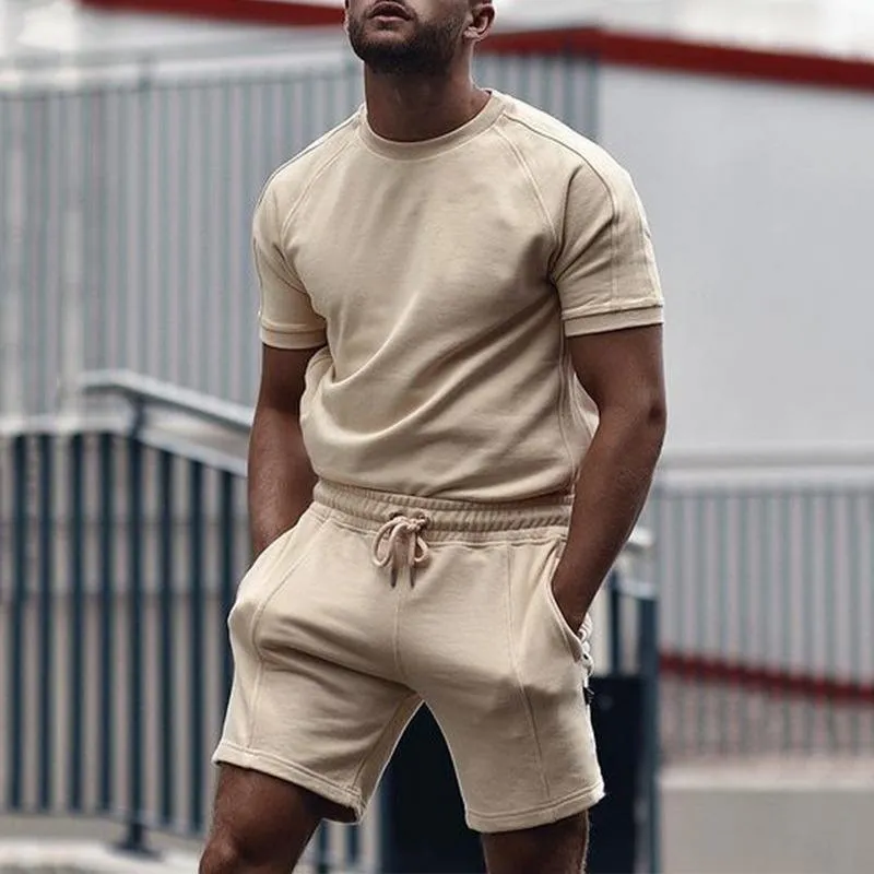 Tute da uomo Completi da uomo Completi estivi Casual Girocollo Muscle T-shirt a maniche corte e pantaloncini sportivi dalla vestibilità classica Tuta