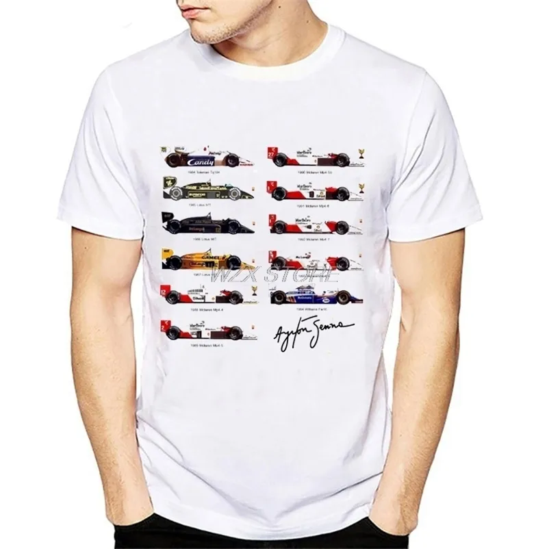 New Fashion Ayrton Senna Cars Fans T shirt men Racing car Print Tshirts Summer Short Sleeve Shirts Tops Catholicism Tees T-Shirt 210409