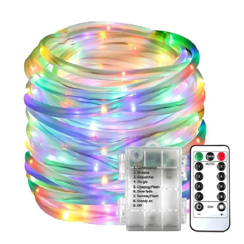 Strings 5m 10m LED -touwstrooklampen Remote Regeling Tube Klasland Fairy Lighting voor buiten Indoor Garden Kerstdecor