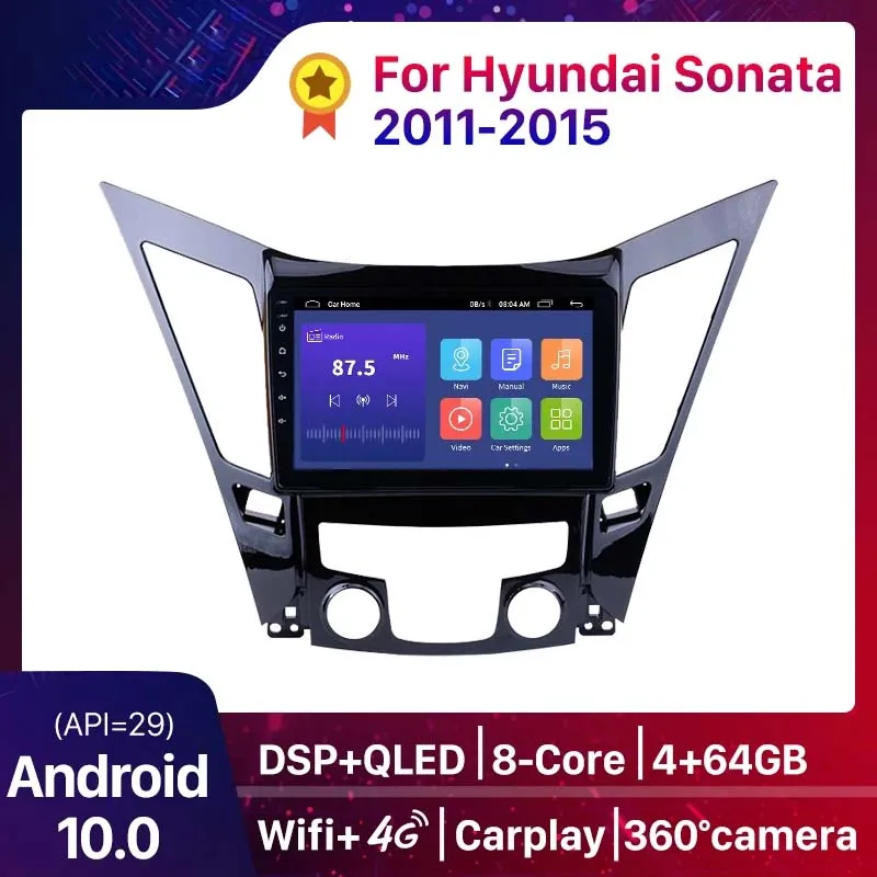 Android 10 9 pouces HD écran tactile 2din voiture dvd radio GPS système Navi pour 2011-2015 HYUNDAI Sonata i40 i45