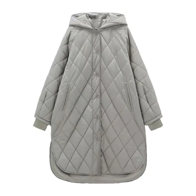 Za Casual winter Hohe qualität einfache design frauen lange baumwolle jacke Mit Kapuze Mäntel Langarm Weibliche Oberbekleidung Chic Mantel 211011