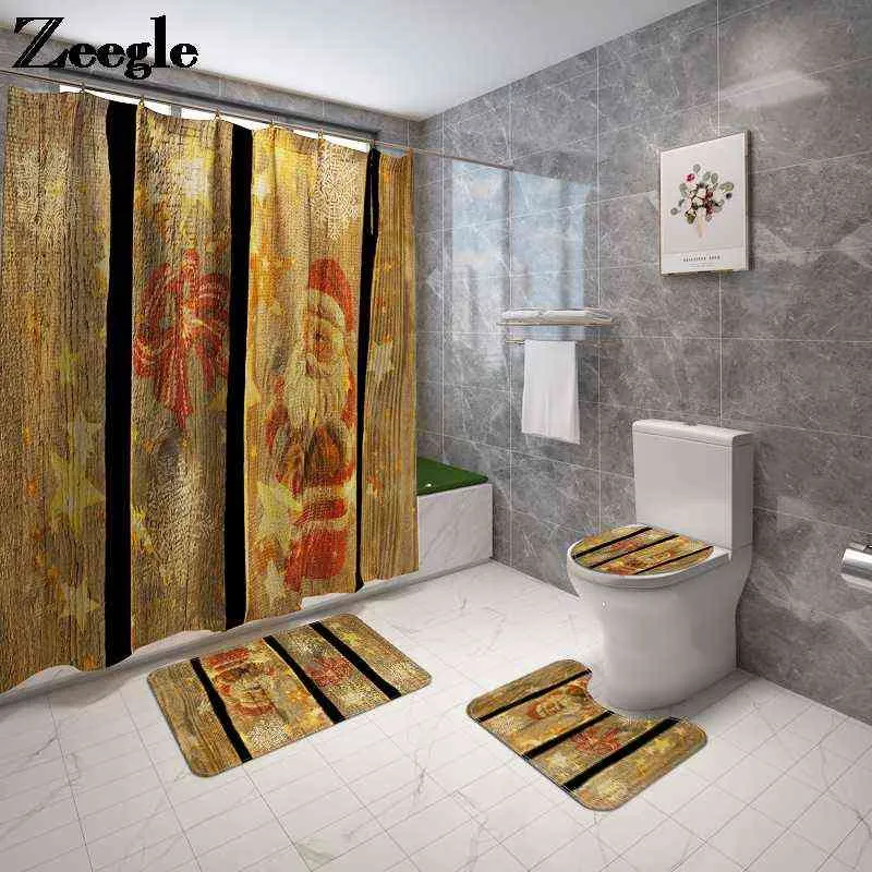 Bathroom Carpet Christmas Toilet Carpet Set Combination Mat Slip Mat for Bathroom Absorbent Carpet Toilet Bath Mat