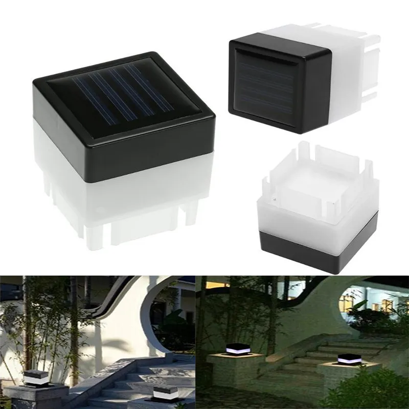 Lampada solare a LED Luci solari da giardino Post Cap Light Square Luci a colonna alimentate per recinzioni in ferro battuto Cortile anteriore Cortili Cancello Abbellimento residenziale