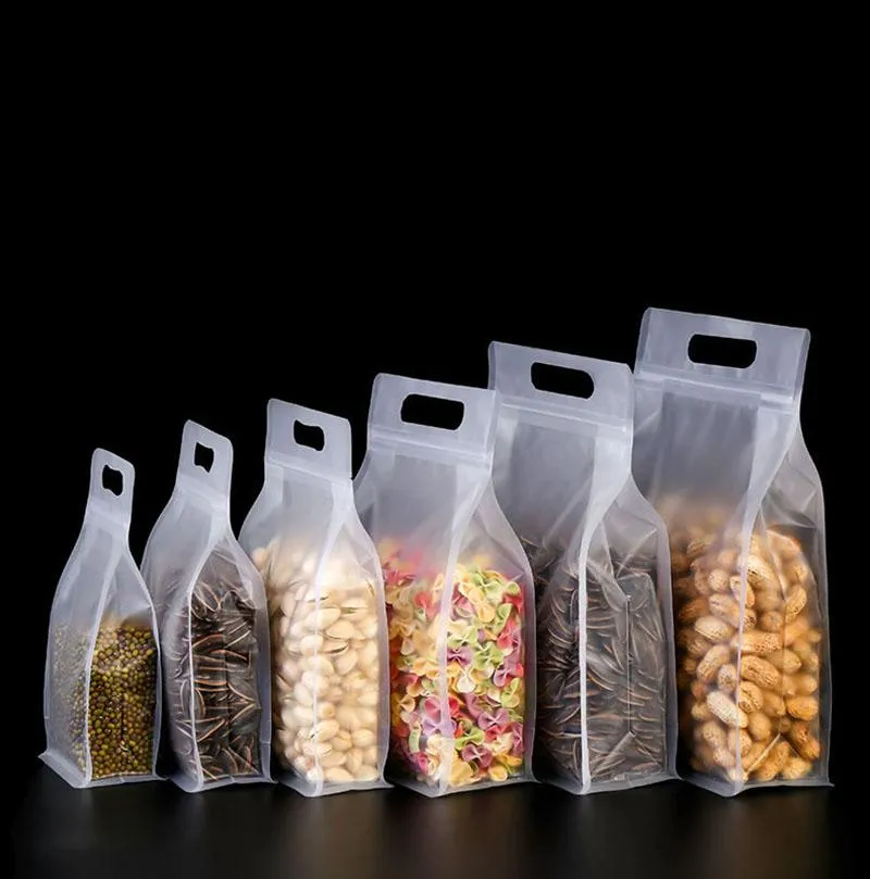 2022 Matte Clear Resealable Zipper Bag Stand Up Portable Pouches Thickened Snack Packing Carry Pack Bags Plastic Food Saver Sealable Storage