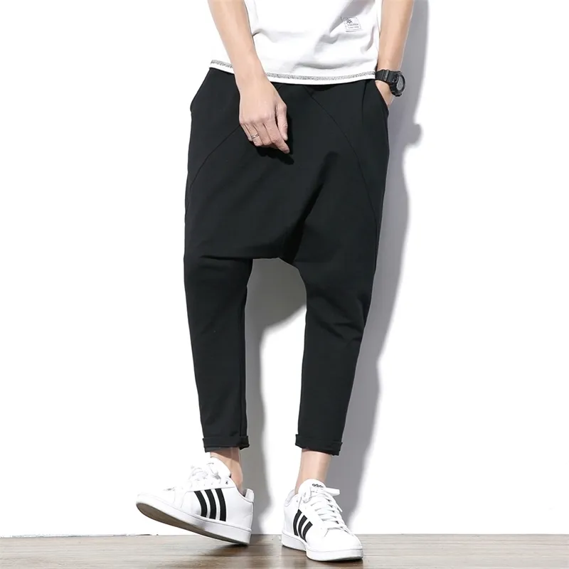 Fashion Harem Pants Men Cross-pants Baggy Loose Black Sweatpants Hip hop pantalon homme Casual Mens Trousers Joggers Pants Male 210616