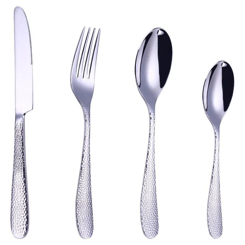 4pcs/set Stylish Flatware Set 5Colors Tableware Cutlery Stainless Steel Utensils Kitchen Dinnerware include Knife Fork Spoon Dessert