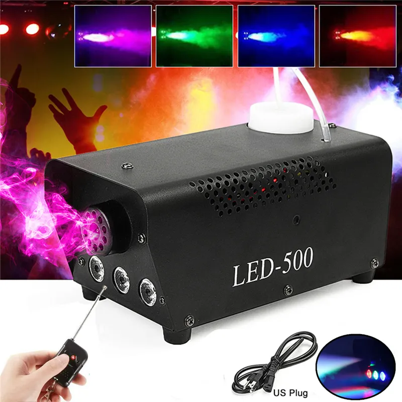 RGB LED Mist Machine Afstandsbediening DJ Verlichting Fogger Ejector Party Stage Rook Kerstmis Treker Disco Kleurrijke Bruiloft Sproeier