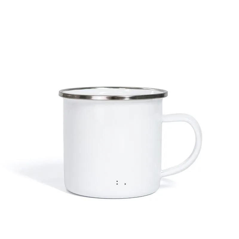 12oz Sublimation Enamel mug heat transfer enamelled tumblers with handle 350ml Blank white sublimated Coffee mugs