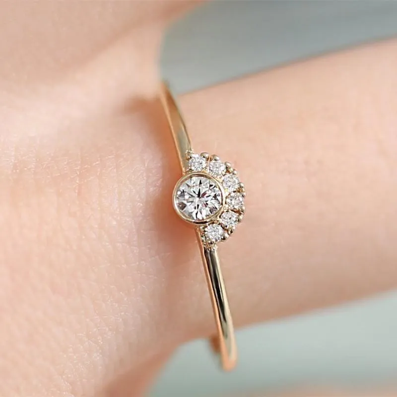 Le donne moda solido oro riempito corona anello gioielli sottile 925 sterling argento cz band nozze antains anelli regali
