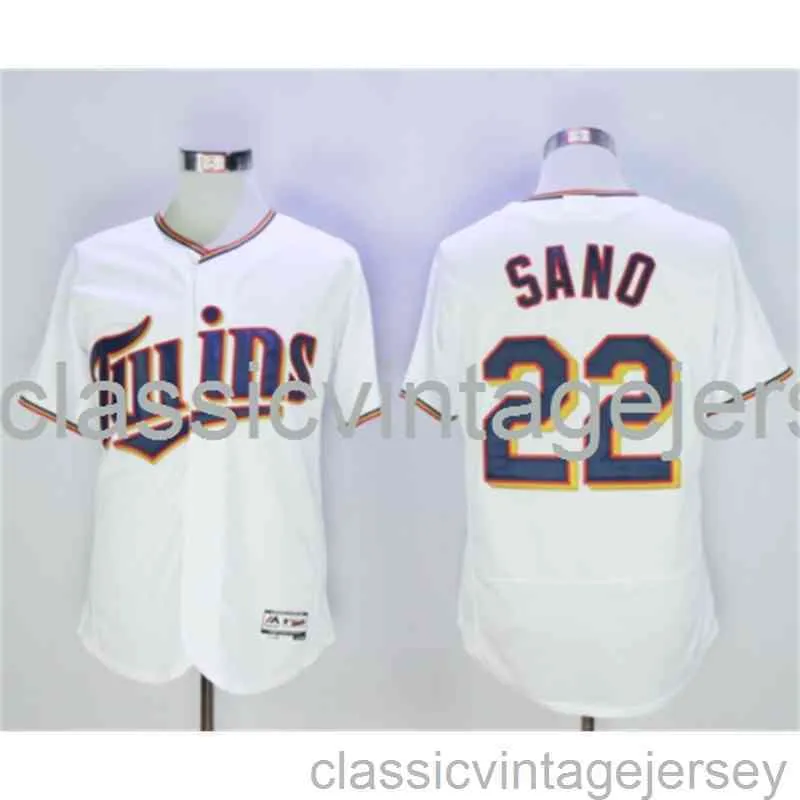 Broderi Miguel Sano American Baseball Famous Jersey Sydd män Kvinnor Youth Baseball Jersey Size XS-6XL