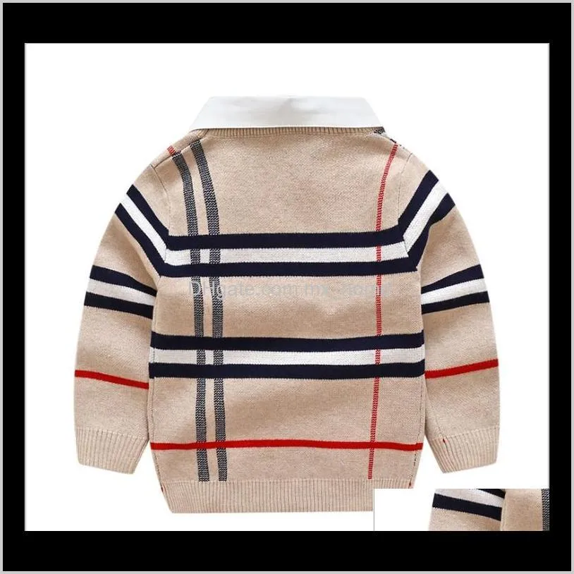 2020 new fashion boys knitted sweaters children long sleeve plaid sweatshirt kids gentleman style pullover 100-140cm 2-8years retail