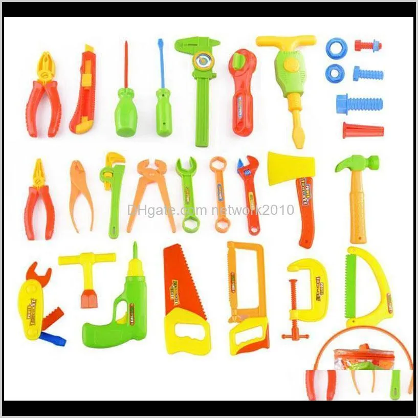 34pcs deluxe repair tools set children`s role playing toy diy disassembly toy portable tool table simulation repair kit educational
