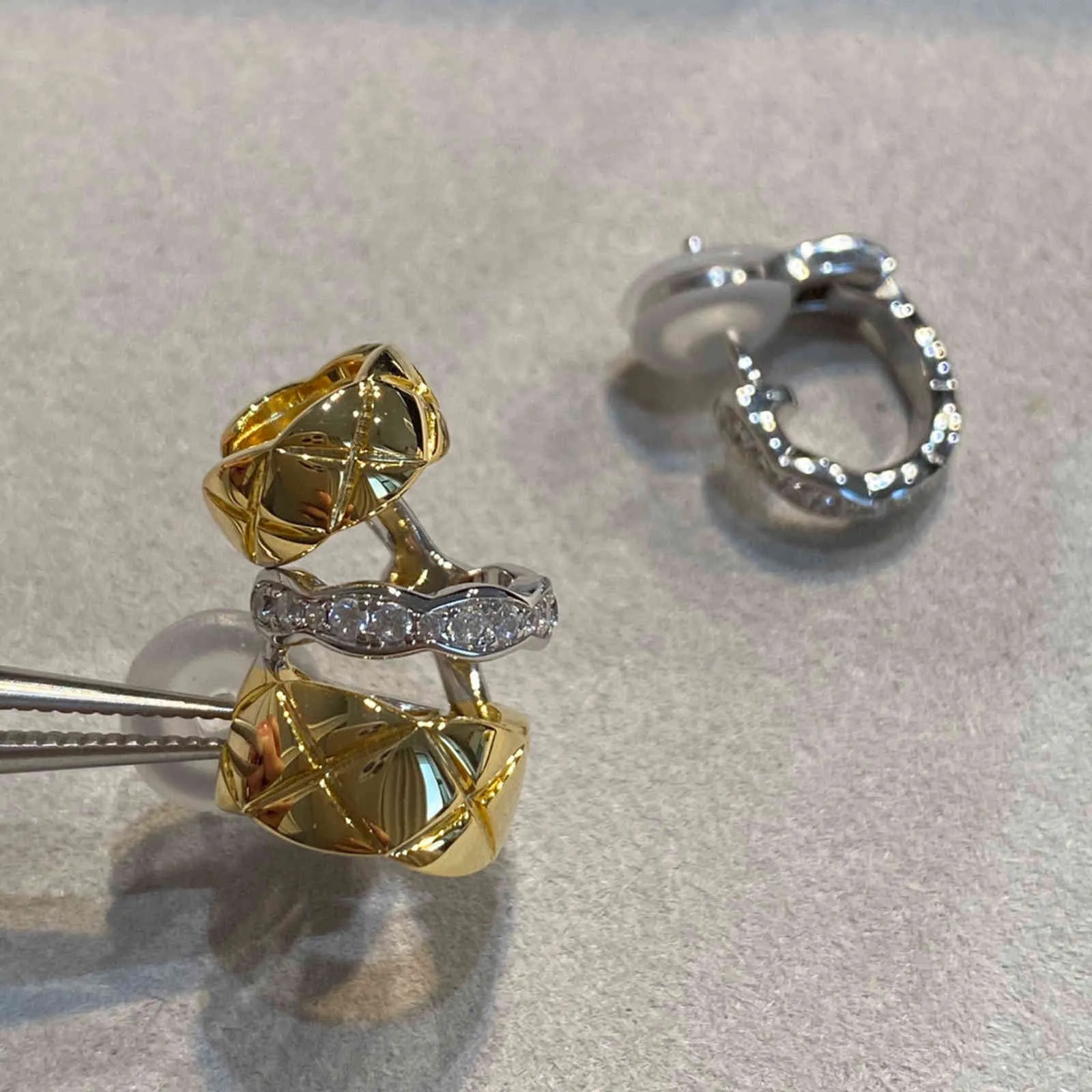 Brand Pure 925 Sterling Silver Smycken För Kvinnor AB Diamant Guld Clip Ear Stud Örhängen Design Sommar