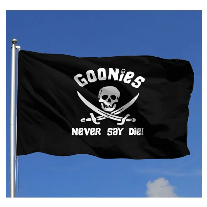 Goonies Asla Deme Die Die 3x5ft Bayraklar Dekorasyon 100D Polyester Afiş Kapalı Açık Canlı Renk Yüksek Kalite Ile İki Pirinç Grommets