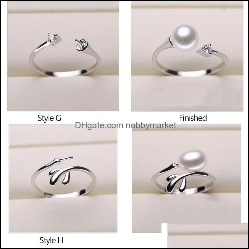 Pearl Ring Settings 925 Sliver Rings for Women 20 Styles MIX DIY Rings Adjustable size Jewelry Settings Christmas Gift Statement 2021