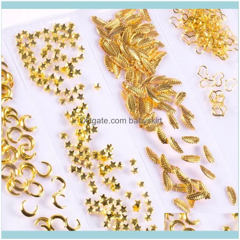 Nail Art Decorations 12 DaPai Thin Accessories Summer Shell Slider Studs Mixed 3D DIY Hollow Metal Frame Gold Rivet