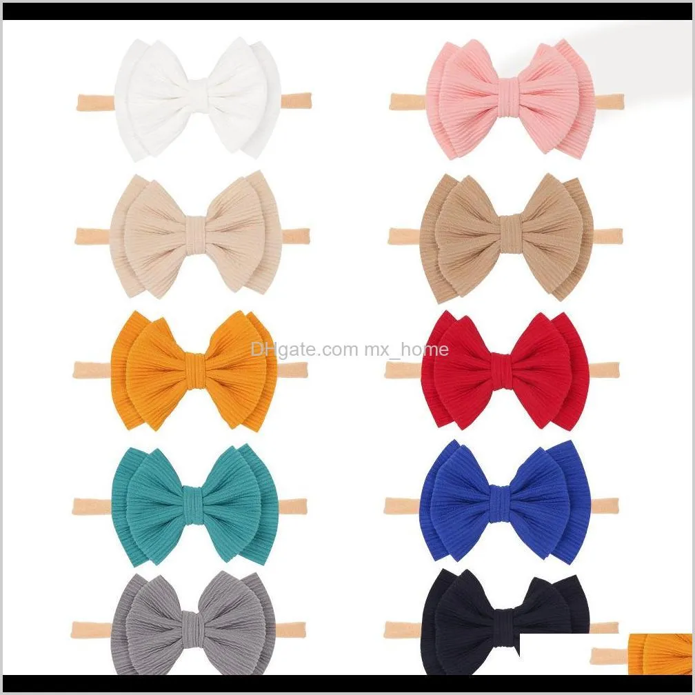 big bow baby headband 10 colors nylon elastic infant toddler kids children headwear girls hair accessories